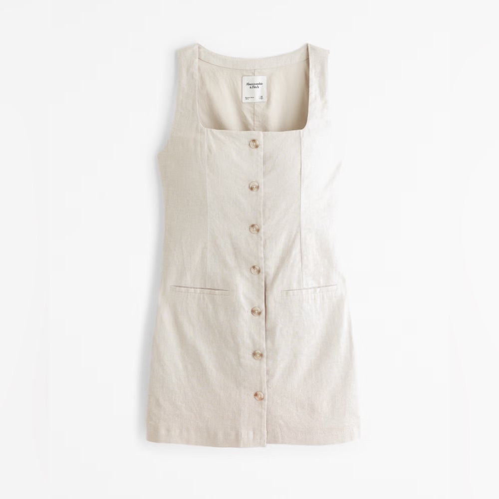 Abercrombie Mara White Button-Down Linen Mini Dress - XXSP